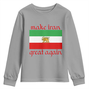 Make Iran Great Again Youth Sweatshirt Vintage Lion and Sun Flag Patriotic Iranian Pride TS02 Sport Gray Print Your Wear