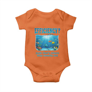 Efficiency Is Fish In Sea Funny Fish Pun Dad Joke Baby Onesie Yeah Thats Where They Usually Are Marine Life Ocean Humor