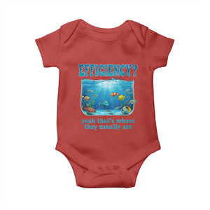 Efficiency Is Fish In Sea Funny Fish Pun Dad Joke Baby Onesie Yeah Thats Where They Usually Are Marine Life Ocean Humor