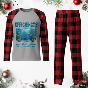 Efficiency Is Fish In Sea Funny Fish Pun Dad Joke Plaid Pajama Set Yeah Thats Where They Usually Are Marine Life Ocean Humor