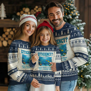 Efficiency Is Fish In Sea Funny Fish Pun Dad Joke Ugly Christmas Sweater Yeah Thats Where They Usually Are Marine Life Ocean Humor