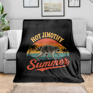 Hot Jimothy Summer Retro Sunset Beach Graphic Throw Blanket Funny Viral Seattle Raccoon Meme