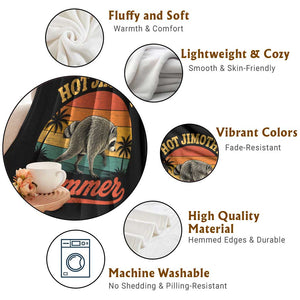 Hot Jimothy Summer Retro Sunset Beach Graphic Throw Blanket Funny Viral Seattle Raccoon Meme