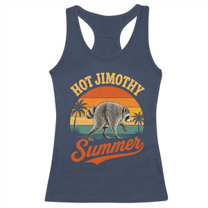 Hot Jimothy Summer Retro Sunset Beach Graphic Racerback Tank Top Funny Viral Seattle Raccoon Meme