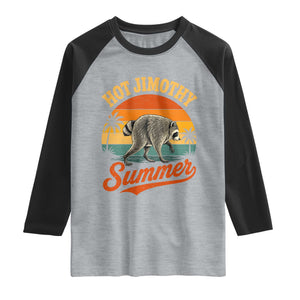 Hot Jimothy Summer Retro Sunset Beach Graphic Raglan Shirt Funny Viral Seattle Raccoon Meme