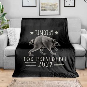 Jimothy For President 2028 Parody Throw Blanket Funny Viral Seattle Raccoon Lover