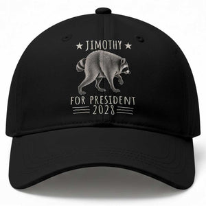 Jimothy For President 2028 Parody Baseball Cap Funny Viral Seattle Raccoon Lover