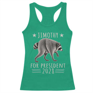 Jimothy For President 2028 Parody Racerback Tank Top Funny Viral Seattle Raccoon Lover