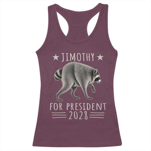 Jimothy For President 2028 Parody Racerback Tank Top Funny Viral Seattle Raccoon Lover