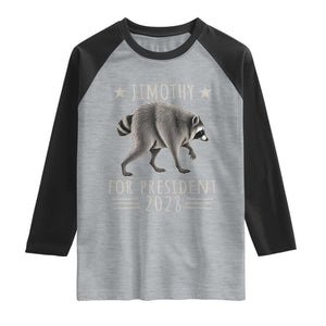 Jimothy For President 2028 Parody Raglan Shirt Funny Viral Seattle Raccoon Lover