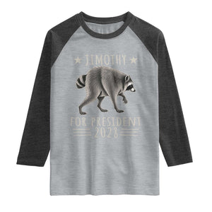 Jimothy For President 2028 Parody Raglan Shirt Funny Viral Seattle Raccoon Lover