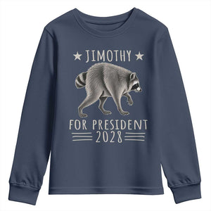 Jimothy For President 2028 Parody Youth Sweatshirt Funny Viral Seattle Raccoon Lover