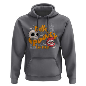 Spooky Halloween Hoodie Talk Spooky To Me Skull Vampire Mouth TS02 Charcoal Print Your Wear