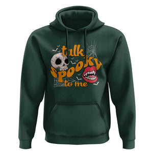 Spooky Halloween Hoodie Talk Spooky To Me Skull Vampire Mouth TS02 Dark Forest Green Print Your Wear