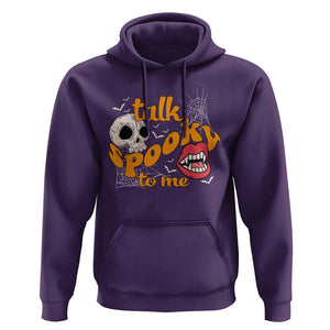 Spooky Halloween Hoodie Talk Spooky To Me Skull Vampire Mouth TS02 Purple Print Your Wear