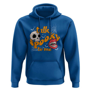 Spooky Halloween Hoodie Talk Spooky To Me Skull Vampire Mouth TS02 Royal Blue Print Your Wear