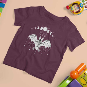 Halloween Bat T Shirt For Kid Stay Spooky Witchy Celestial Dark Academia TS02 Maroon Print Your Wear