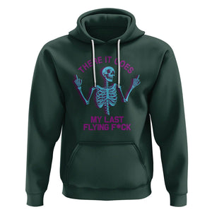 Funny Skeleton Hoodie There It Goes My Last Flying F*ck Middle Finger Sarcasm TS02 Dark Forest Green Printyourwear
