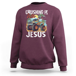 Funny Jesus Sweatshirt Crushing It With Jesus TS02 Maroon Printyourwear