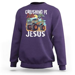 Funny Jesus Sweatshirt Crushing It With Jesus TS02 Purple Printyourwear