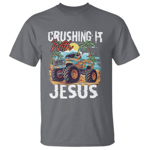 Funny Jesus T Shirt Crushing It With Jesus TS02 Charcoal Printyourwear