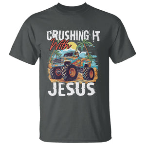 Funny Jesus T Shirt Crushing It With Jesus TS02 Dark Heather Printyourwear