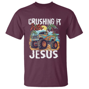 Funny Jesus T Shirt Crushing It With Jesus TS02 Maroon Printyourwear