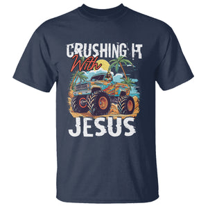 Funny Jesus T Shirt Crushing It With Jesus TS02 Navy Printyourwear