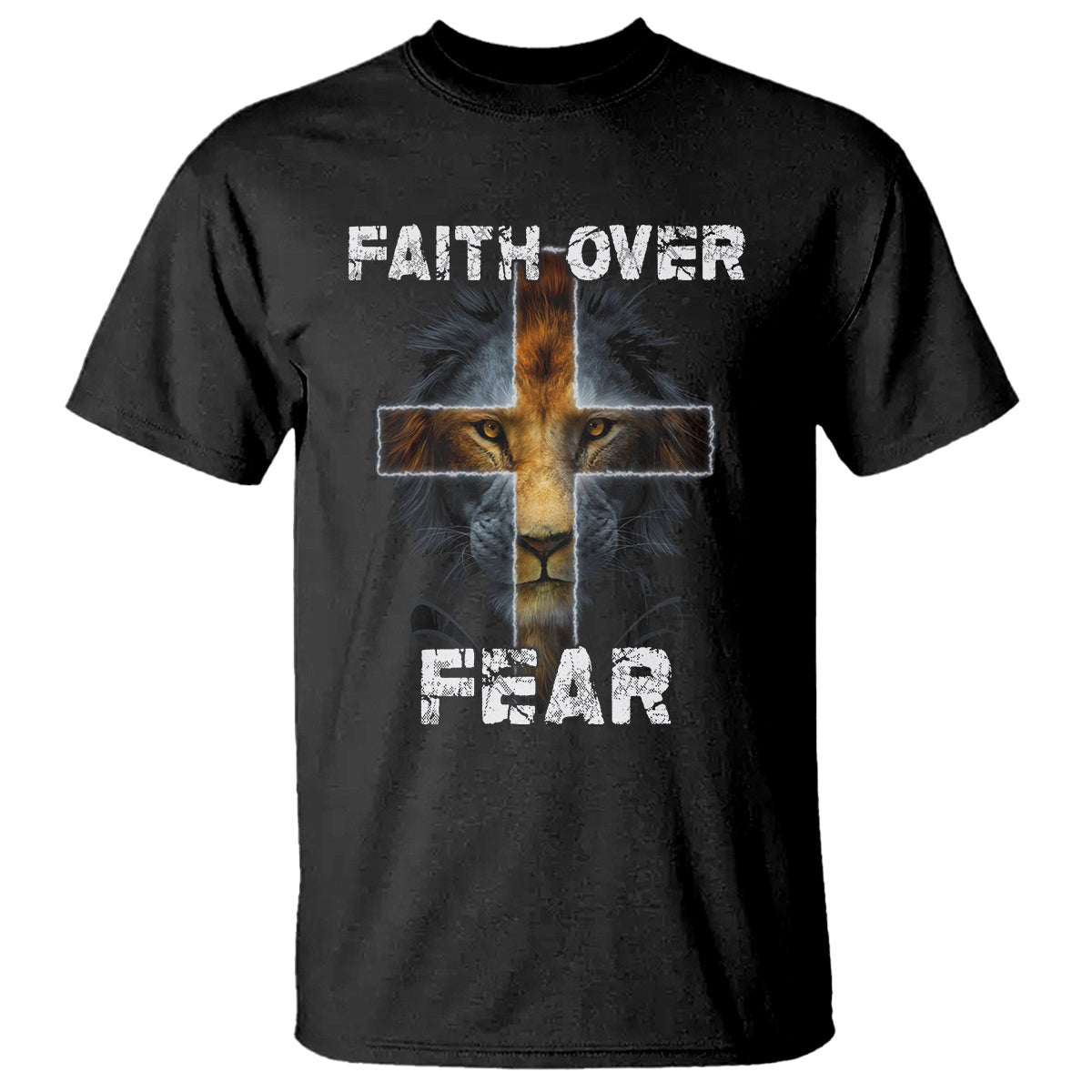 Christian T Shirt Faith Over Fear TS02 Black Printyourwear
