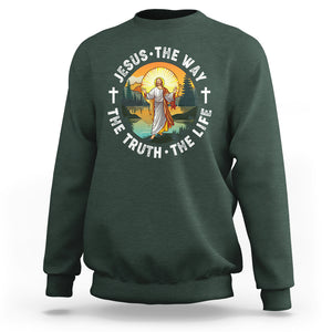 Jesus Sweatshirt The Way The Truth The Life TS02 Dark Forest Green Printyourwear