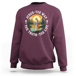 Jesus Sweatshirt The Way The Truth The Life TS02 Maroon Printyourwear