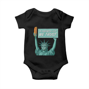 In Sandwich Guy We Trust Baby Onesie Funny Liberty with Baguette Parody Graphic Political Satire TS02 Black Print Your Wear