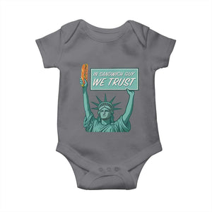 In Sandwich Guy We Trust Baby Onesie Funny Liberty with Baguette Parody Graphic Political Satire TS02 Charcoal Print Your Wear