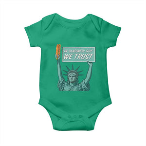 In Sandwich Guy We Trust Baby Onesie Funny Liberty with Baguette Parody Graphic Political Satire TS02 Irish Green Print Your Wear