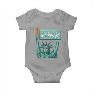 In Sandwich Guy We Trust Baby Onesie Funny Liberty with Baguette Parody Graphic Political Satire TS02 Sport Gray Print Your Wear