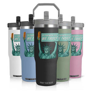 In Sandwich Guy We Trust Flip Straw Tumbler Funny Liberty with Baguette Parody Graphic Political Satire TS02 Print Your Wear