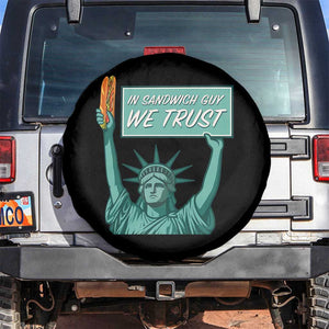 In Sandwich Guy We Trust Spare Tire Cover Funny Liberty with Baguette Parody Graphic Political Satire TS02 No hole Black Print Your Wear