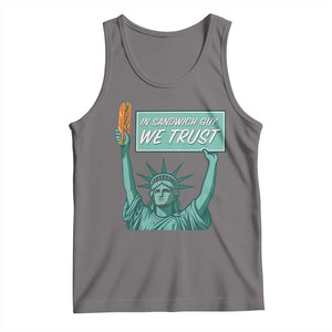 In Sandwich Guy We Trust Tank Top Funny Liberty with Baguette Parody Graphic Political Satire TS02 Deep Heather Print Your Wear