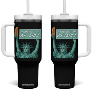 In Sandwich Guy We Trust Tumbler With Handle Funny Liberty with Baguette Parody Graphic Political Satire TS02 One Size: 40 oz Black Print Your Wear
