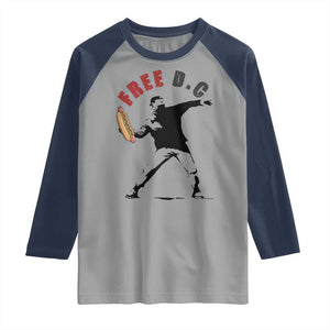 Free DC Sandwich Toss Raglan Shirt Washington DC Political Satire TS02 Sport Gray Navy Print Your Wear