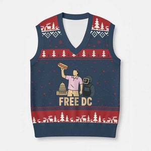 Free DC Sandwich Guy V-Neck Knit Sweater Vest Washington DC Pride Political Satire TS02 Navy Red Print Your Wear