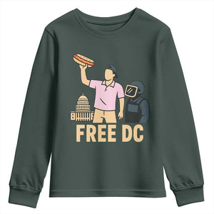 Free DC Sandwich Guy Youth Sweatshirt Washington DC Pride Political Satire TS02 Dark Forest Green Print Your Wear
