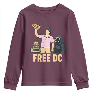 Free DC Sandwich Guy Youth Sweatshirt Washington DC Pride Political Satire TS02 Maroon Print Your Wear