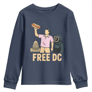 Free DC Sandwich Guy Youth Sweatshirt Washington DC Pride Political Satire TS02 Navy Print Your Wear