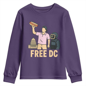 Free DC Sandwich Guy Youth Sweatshirt Washington DC Pride Political Satire TS02 Purple Print Your Wear