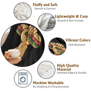 Sandwich Power Fist Throw Blanket Sarcastic Food Revolution Political Satire TS02 Print Your Wear