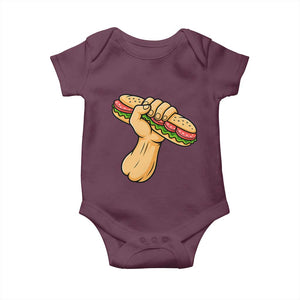 Sandwich Power Fist Baby Onesie Sarcastic Food Revolution Political Satire TS02 Maroon Print Your Wear