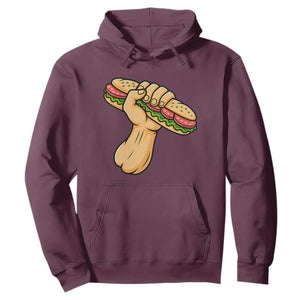Sandwich Power Fist Hoodie Sarcastic Food Revolution Political Satire TS02 Maroon Print Your Wear