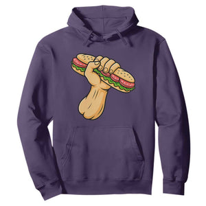 Sandwich Power Fist Hoodie Sarcastic Food Revolution Political Satire TS02 Purple Print Your Wear