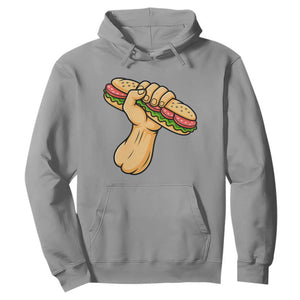 Sandwich Power Fist Hoodie Sarcastic Food Revolution Political Satire TS02 Sport Gray Print Your Wear